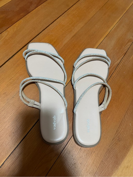 Vagabond Shoes - Vagabond Beige Sparkle Strappy Slide Sandals